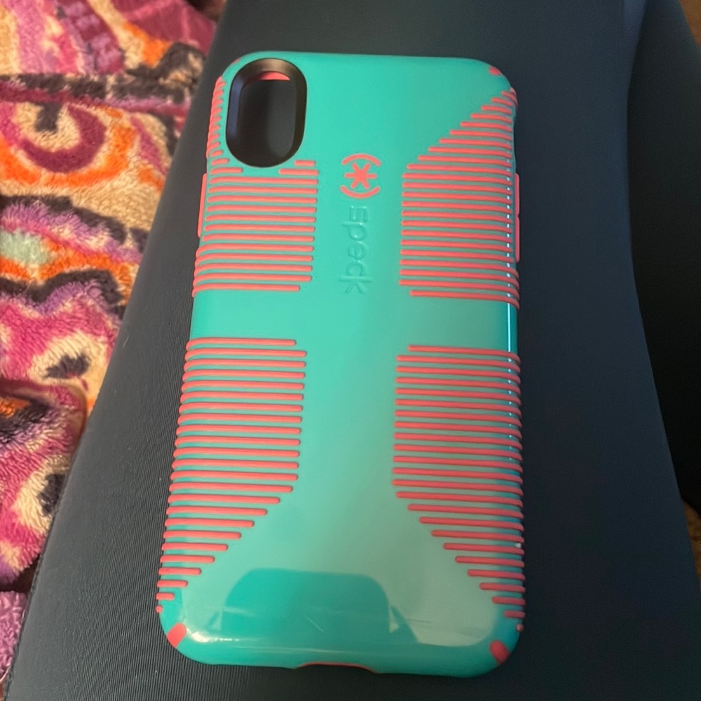 teal & salmon iphone Xs case